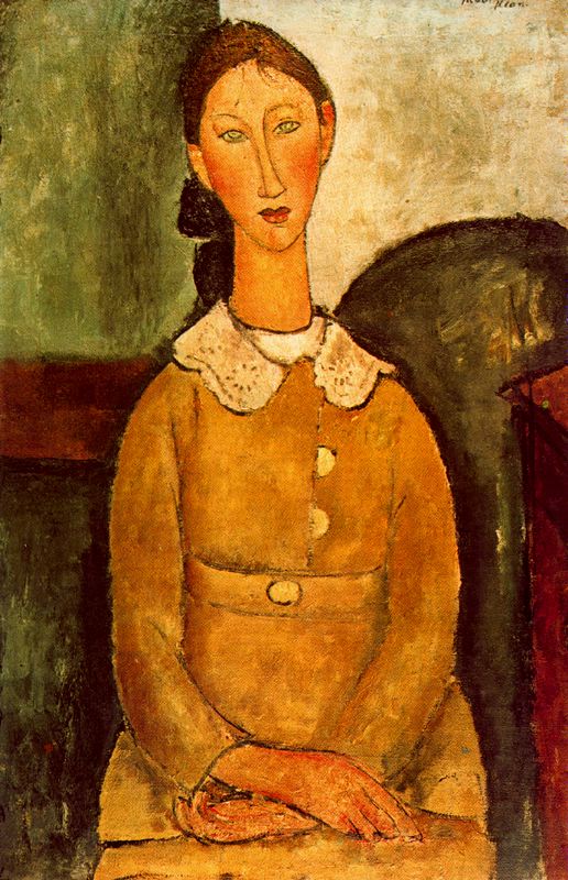 A girl in yellow dress - Amedeo Modigliani Paintings